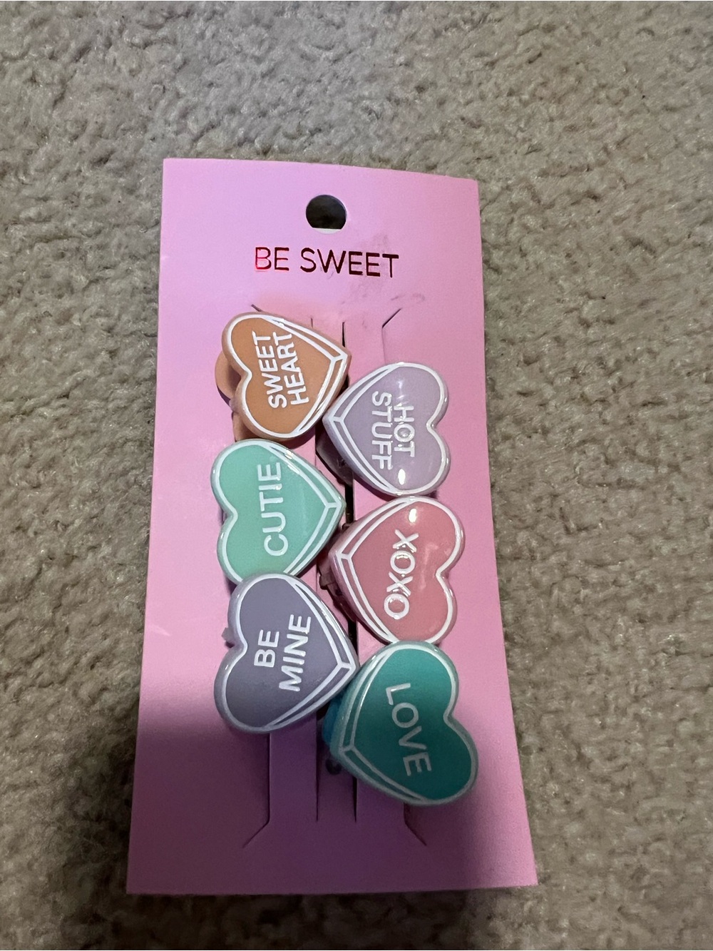 Be Sweet Heart-Shaped Hair Clips - Pastel Multi